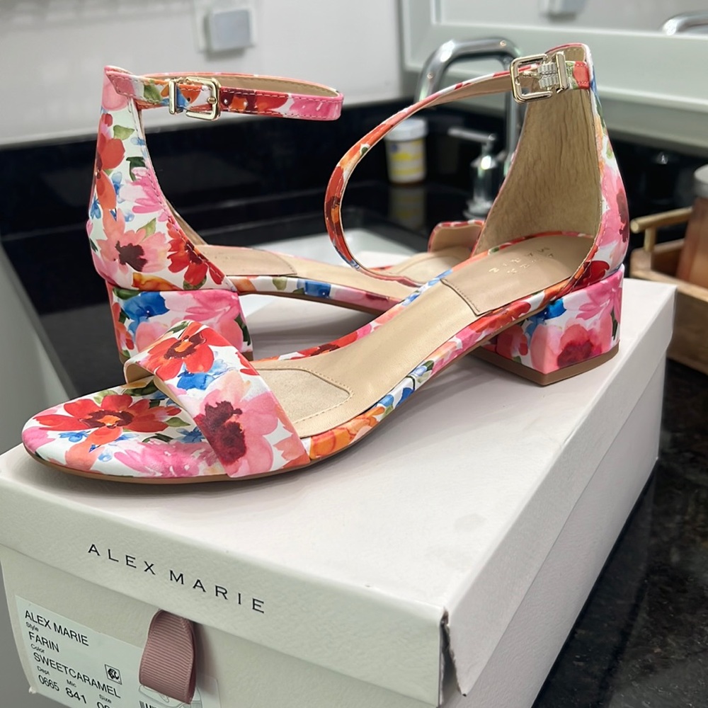 Floral Alex Marie block heels